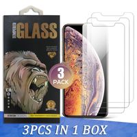 Film de protecteur de verre en verre trempé clair 3 pack pour iPhone13 12 mini 11 pro xr xs 6 7 8 plus Samsung A21 avec boîte de vente au détail