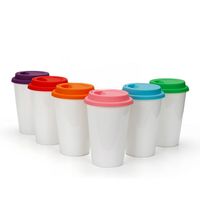 DIY özelleştirilmiş logo 350 ml 12 oz koni şekli seramik kupa kahve süt çay bardağı süblimasyon boş kupa fincan silikon kapak 0301 ile