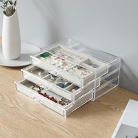 Desktop Storage Box Transparent Drawer Jewelry Depository Stackable Makeup Organizer Office Boxes & Bins