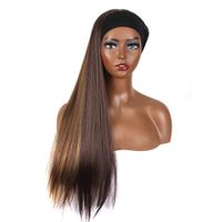WoodFestival brown mix color headband wig straight synthetic...