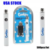 Cookies Preheating Vape Cartridges Battery USA STOCK 350mAh 510 Thread Vapes Pens Battries Adjustable Voltage 3.4-4.0V with USB Charger Blister Packaging