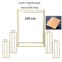 9PCS Grand Event Stage Party Metal Frame Wedding Decoration Backdrops Wall Road Lead Props Wedding Flower Arch Plinth Table Dessert Garland Cake Stand Holder