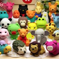 50pcs pack Colorful Cute Cartoon Animal Pencil Eraser Drawing Art Painting Rubber Correction Exam Writing TPR Assemblable Erasers Student prize JY0632