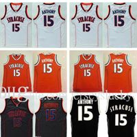 15 Camerlo Anthony Jersey College NCAA Men Syracuse 오렌지 농구 유니폼 스포츠 팬들을위한 자수 검정색 흰색
