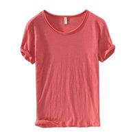 Sommer 100% Baumwolle T-Shirt Männer Oansatz Feste Farbe Lässig Thin T-shirt Grundlegende Tees Plus Size Kurzarm Tops Y2450 210721