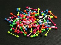 neon color paint stainless steel tongue ring barbell 40pcs b...