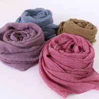 Donne crinca hijab sciarpa musulmana morbida pleat sciarpe in cotone leggero wraps wraps scialli elasticizzato fascia lunga pashmina