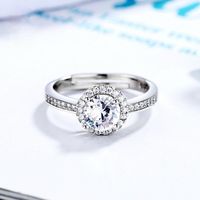 Classic Luxury Four Claw CZ White Crystal Ring Exquisite Lad...