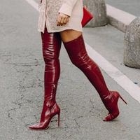 Boots Stylish Shinny Patent Leather Over The Knee Stiletto H...
