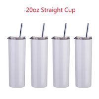 US Stock 20oz sublimation Mug straight tumblers blanks white 304 Stainless Steel Vacuum Insulated Slim DIY 20 oz Cup Car Coffee Mugs