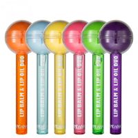Hanveiyan Lolipop Eğlenceli Yuvarlak Dudak Balsamı Konteyner Dudaklar Yağ Bakımı Duo Temizle Parlak Nemlendirici Renk Değişimi Sıcaklık Makyaj Lipgloss Kiti