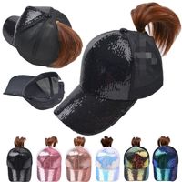 Party Sequins Hat Criss Cross Ponytail Hats Woman Washed Net Caps Baseball Cap T10I154