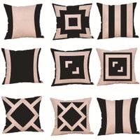 Cuscino cassa minimalista stile geometrico in bianco e nero modello 2021 divano pillowcase lino beige base tono morbido fabbrica vendita diretta biancheria da letto forniture WMQ789