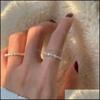 Jewelrycute Mti Beaded Pearl Band Rings Natural Freshwater Geometric Jewelry For Women Continuous Circle Minimalist Ring Drop Delivery 2021
