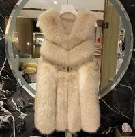 Faux Fox Fur Châle Hiver Nouveau Mi-Long Vest de Femme Vest Poilu Gilet Hairy Manteau Femmes Vest Giled Cardigan