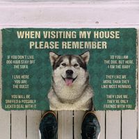 Tapis 3D S'il vous plaît rappelez-vous Alaska Malamute Dogs Règles de la maison Personnel Personnel Patroçoit Personnes non glissantes Nat de plancher Porche Porche