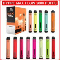 HYPPE Max Akış 2000 Puffs Tek Kullanımlık Elektronik Sigara Vape Hava Akışı Ayarlanabilir 900 mAh Pil 6.0ml Pods Cihazı 10 Renk Ecigarette