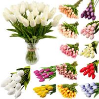 50 pz Tulipani in lattice Artificiale PU Fiore Bridal Bouquet Real Touch Display Decorativo Fiori Fiori Fiori 11 Colori Domestici Giardino Decorazioni San Valentino XQ1224