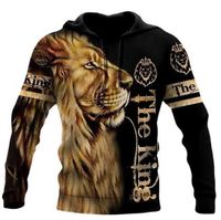 Felpa con cappuccio stile Lion Tiger 3D Stampa digitale Camicia con cerniera con cappuccio maglione con cappuccio con cappuccio da uomo Perfetto per T-shirt