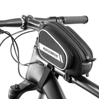 Rockbros (지역 배달) 전화 가방 야외 프론트 프레임 반사 스트립 주머니 자전거 MTB 탑 튜브 대용량 가방 자전거 액세서리