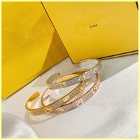 2021 Fashion Designer Bracelet para Mens Mulheres Completa Diamante Letras de Ouro F Braceletes Presentes Mulheres Luxo Amor Pulseiras Jóias 21090902R