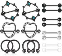 Nippel 14g kirurgisk stål tunga nippleringar barbell bar hoop ringar retainer piercing smycken för kvinnor män 14mm 8pairs