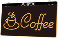 LS1116 Coffee Cup Shop Cappuccino Cafe Light Sign LED 3D Engraving Wholesale Retail