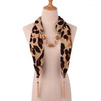 Scarves Women Snake Leopard Print Beads Tassel Hänge Halsband Scarf Chiffon Sjal