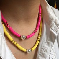 Chokers Fashion European Colorful Soft Polymer Clay Necklace...