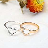 Hollow Heart- shaped 925 Sterling Silver Band Rings Copper Pl...