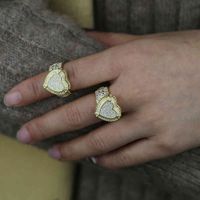 est Arrial Hip Hop Big Ring For 2021 Valentine&#039;s Proposal Love Heart Design Pave 5A Cubic Zircon Women Finger Jewelry