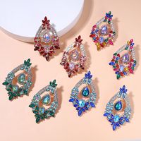 Pendientes de gota de diamantes de imitación coloridos de metal largos brillantes de alta calidad Accesorios de joyería de Rhinestone de alta calidad para mujeres