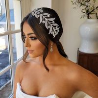 Hoja de aleación Accesorios de cabello nupcial Pubres Crown Crown Rhinestone Diadema de la boda Tiara Headwear