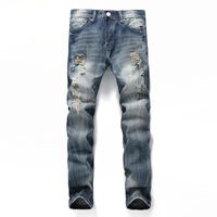 Мужские джинсы мужские джинсовые брюки бренд классический плюс размер мода дыра разрушенный винтажный дизайн тонкий подходящий тип хлопок большой