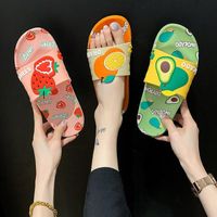 Dames Zomer Slippers Slide Sandalen Strand Dia's Cartoon Strawberry Avocado Flip Flops Antislip Soft Sole Lovers Shoes