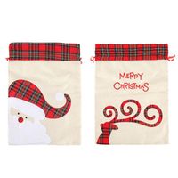 Kerstdecoraties 2pc Linnen Oudere Elk Gift Bag Tote Trekkoord Zak Decoratie Accessoires