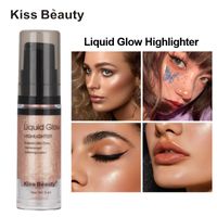 3D Destaque Iluminador Líquido Glow Highlighter Foundation Corretionador para face corpo maquiagem suave iluminar o tom de pele contorno estereoscópico glitter beijo beleza