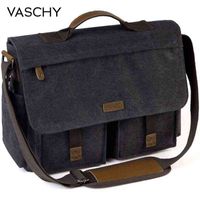 VASCHY Messenger Bag für Männer Weinlese wasserabweisend gewachster Leinwand 15,6 Zoll Laptop Aktentasche Gepolsterte Umhängetasche für Männer Frauen