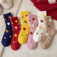 Kadın Çorap Mercan Polar Kış Orta Çorap Sıcak Soğuk Direnç Artı Kadife Kalın Çorap Kawaii Şeker Renk Pamuk Zemin Uyku Çorap
