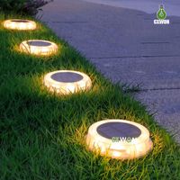 LED LED SOLAR LAGH LIGHTS في الهواء الطلق مقاوم للماء 12ليز دفن الشارع مصباح حديقة فيلا ديكور فاتح أبيض دافئ