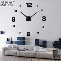 Chegada 3D real grande relógio de parede moderno design apressado relógios de quartzo relógios de moda espelho adesivo diy sala de estar decoração