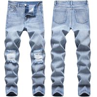 Masculino Plus Size Calças Moda Pantalones Mens Empilhado Roupas Personalizadas Casuais Denim Calças Macio Respirável Skinny Rasgado 2021 homens jeans