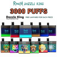 Orijinal Randm Dazzle King 3000 Puffs Tek Kullanımlık Vape Elektronik Sigaralar Şarj Edilebilir Pil 8.0ml 6% Pod Glow karanlık RGB Işık 12 Renkler Dazzle-King