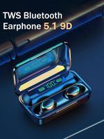 Ecoureur Bluetooth Sans Fil TWS 5.1 Fones de ouvido Caixa de fone de ouvido Fones de ouvido sem fio 9D estéreo headsets com microfon1