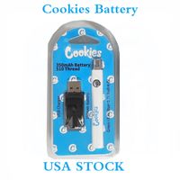 クッキーバッテリー充電式蒸気ペンズアメリカ株式バッテリーセラミックカートリッジ使い捨てEタバコ350mAh予熱調整可能電圧トップQAULITY