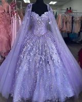 Charro Mexicano Vestido de XV Anos Lilac Quinceanera Vestidos com Cloak Lace Applicuue Corset Sweet 16 Dress Abiti da Cerimonia Prom Vestido