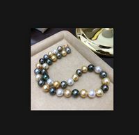 Belle perle collana gioielli di alta qualità elegante 10-11mm Sea sud tondo multicolor maglione maglione catena 19inch 14k