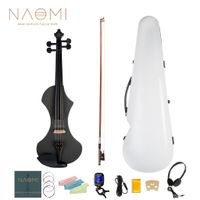 Naomi 4/4 Electric Geige Dreieck Electric Violine Carbon Faser Kit mit Violine Tuner + Brasilienwood Bow + Violine Saiten + Bridge + Kolophonium