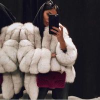 Kadın Kürk Faux Yüksek Kaliteli Kadın Ceket Sıcak Peluş Teddy Sonbahar Kış Lüks Yumuşak Ceket Kalın Dış Giyim için 4XL