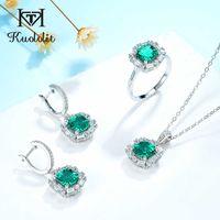 Asscher Emerald gemstone Luxury Jewelry Set for Women Real 925 Sterling Silver Green Ring Earrings Bridal 210706